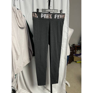 PINK Victoria's Secret Black Silver & Gold Sequin Yoga Leggings L Bling